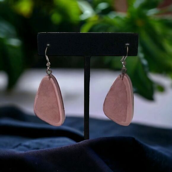 Purple Dangle Earrings Clear Encased Disco Pierced Large Lightweight Acrylic. - Picture 15 of 16